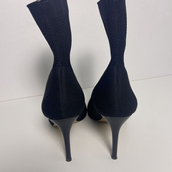 Lattice et Cie Black Knit Sock Booties Pointed Toe Stiletto Heels Sz 8 - Picture 6 of 11